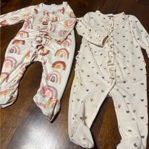 Colorful Rainbow and Heart Print Kids One Pieces